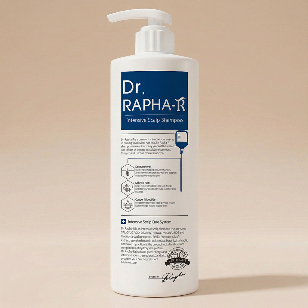Dầu gội giảm rụng tóc Dr.RAPHA-R Shampoo 1000ml – Làm sạch & phục hồi da đầu