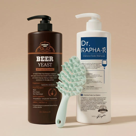 Combo 2 dầu gội Dr.RAPHA-R Beer Yeast & Intensive Scalp Shampoo 1000ml tặng lược gội đầu trị giá 59.000đ